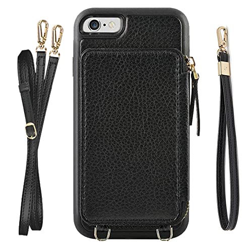 ZVE Wallet Case for iPhone 11 Pro, Zipper Wallet Case with Credit Card with Wrist Strap, Protective Handbag Purse Leather Case for Apple iPhone 11 Pro 2019 5.8'' - Navy Blue