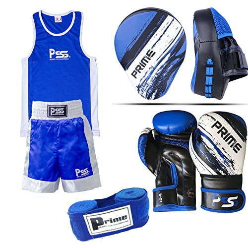 Pack boxe enfant bleu pour canaliser l'énergie avec gants de protection 6 oz