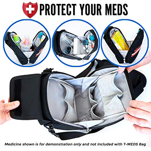 PracMedic Bags Lockable, Insulated, Travel Medicine Bag- Holds Epipens, Auvi-Q, Asthma Inhaler & Spacer or Diabetic Supplies, Your Personal Medicine Organizer- Grab and Go with T-MEDS Bag (Black)