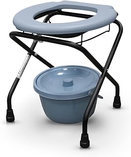 QUIRUMED Silla de Aseo con Inodoro, Silla con WC, Ligera, Plegable, Desmontable, con Inodoro extraíble, Silla de Aseo, para Mayores, para minusválidos
