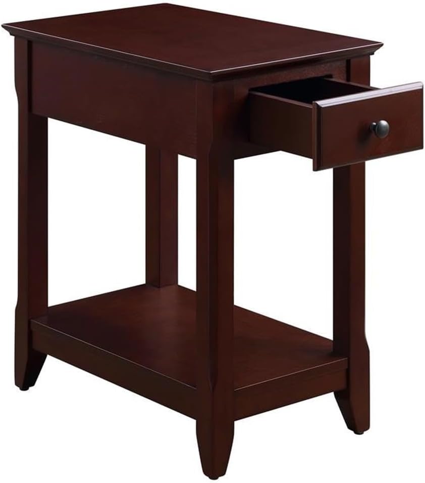 Acme Bertie Wooden Accent Table with Storage Drawer and 1 Tier Shelf in Espresso