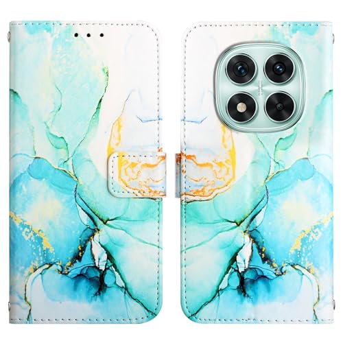Image of ClickCase for Redmi Note 15 Pro 5G Marble Series Faux Leather Back Case Card Holder Wallet with Magnetic Closure Flip Cover for Redmi Note 15 Pro 5G (Marble Green)