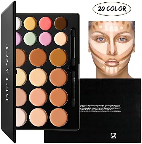 DE'LANCI True Complexion Contour Palette, La Catrina 20 Color Concealer Palette Professional, Natural Cream Contour Kit with Waterproof & Malleability Performance, Contouring Palette Cream for Christmas Makeup