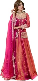 OMNIVA Women’s Silk Ready-To-Wear Lehenga Choli Set Beads & Stones Embroidered Designer Lehenga with TOP& Dupatta Price In India