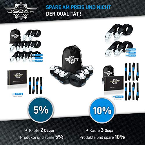 Foto von OSQAR® 4 Befestigungsriemen [40cm/20mm/125kg] Zurrgurte mit verzinkten Klemmschlössern & OQC Polyester Riemen für maximale Langlebigkeit! Fahrrad Spanngurt mit höchster OSQAR® Standard Qualität!