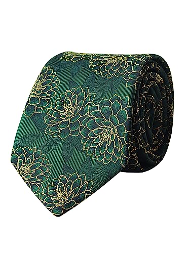 WANYING Verde 8 cm Corbata Hombre Moda Jacquard Tejido Estándar Corbata Negocios Casual Formal Boda Fiesta Retro -05 Verde - Floral grande