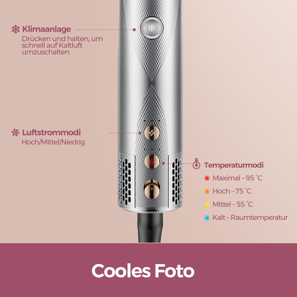 AirEdge 5 in 1 Airstyler 110000 U/Min Ionen Föhn Lockenstab Multi-Styler Warmluftbürste Glätteisen