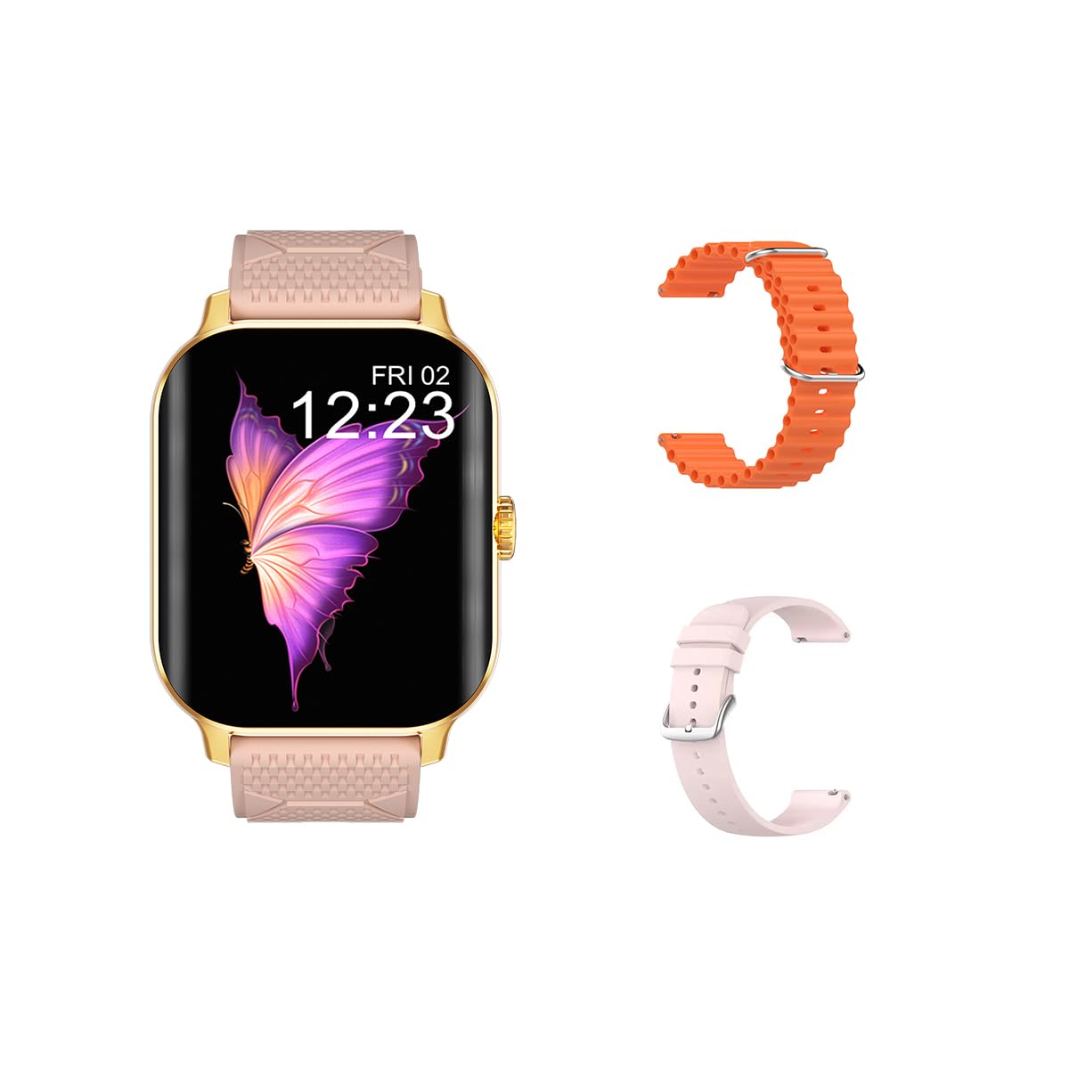 Brandcode ROCK 40 Smart Watch with 2.02 HD Large full display 3 strap Unbreakable Display Fitness Tracker with bluetooth call&Message Alert, for Men Women Compatible with iPhone & Android (Gold)