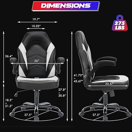 image for Sweetcrispy Gaming Chair - PU Leather Computer Chair Ergonomic Office 