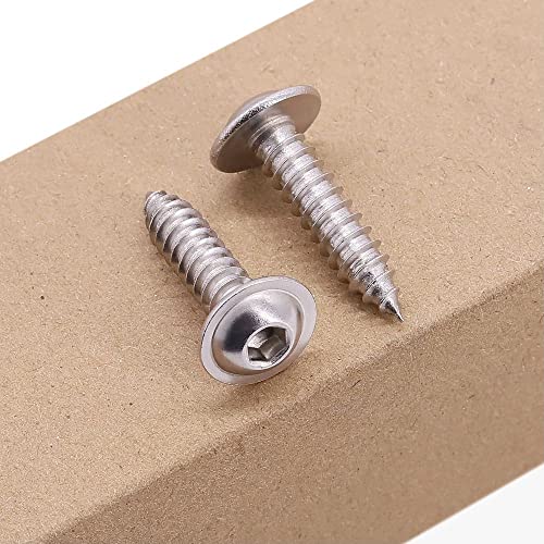 Aoesin AOE-AM54304-50 M5 X 12Mm (50 Pcs) Flanged Button Head Socket Cap Sheet Metal Screws, 304 Stainless Steel 18/8, Allen Hex Drive 3Mm, Wood Screws With Self Tapping Point thumb #2