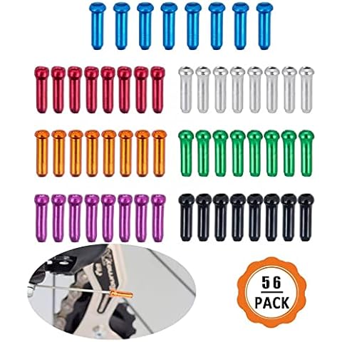 Bike Cable End Caps , 56 Pcs Aluminum Alloy Brake End Cover Cable Tips Crimps for Road Bike , Mountain Bicycle Cover