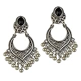 Material: Aleación FITYLE 1 Par De Pendientes De Aro De Plata Tibetana / Oro étnico Tribal Hippie Boho Cuelga El Pendiente - Plata