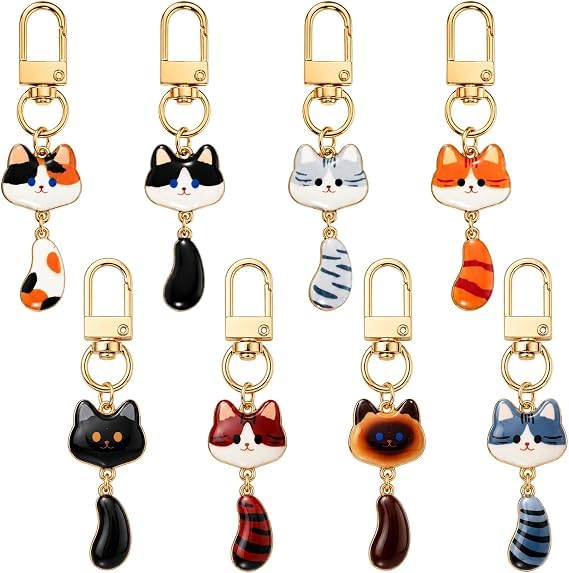 Kawaii Katzen-Schlüsselanhänger Set, Niedliche Kätzchen-Charms