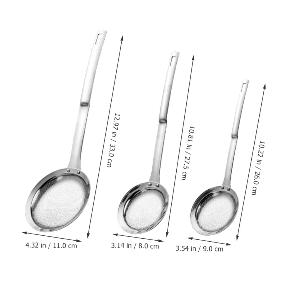 Homoyoyo 3pezzi Colino Maglie Fini in Acciaio Inox Setaccio per Alimenti Colino per Cucinare Filtro per Zuppe e Farina Utensile da Cucina Pratico