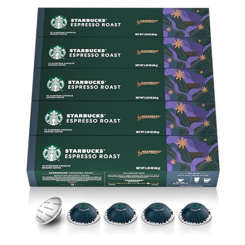 Starbucks by Nespresso Vertuo, Dark Roast Espresso, 50-count Espresso Pods, Brews 1.35 oz.