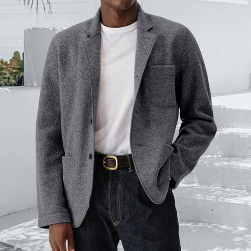 Mens Wool Blend Blazer Jacket Two Button Long Sleeve Open Front Lightweight Jackets Fall Stylish Casual Sport Coat2