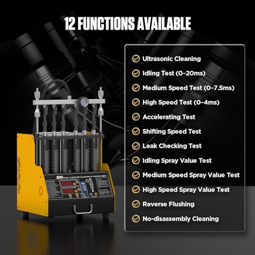 GDI,EFI,FSI Fuel Injector Cleaner Tester,6-Cylinder CT400 High Pressure Ultrasonic Injector Cleaner Tester For Gasoline Direct Injection Piezo Fuel nozzle With Portable Drawer,12V/70V/120V Selection