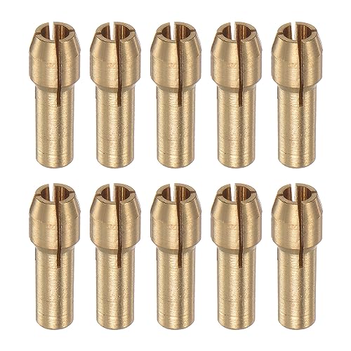 sourcing map 10pcs Laiton Pince 3mm Laiton Perceuse Mandrins Mini Électrique Broyeur Rapide Changement Perceuse Mandrin Bit Ensembles pour Rotatif Outils, 4,3 mm Tige Diamètre