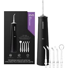 EVO Jet-1 Water Flosser Advanced Dental Tools with 5 Easy Release Nozzle Tip, 8 Intensities, 2 Water Jet Modes, Waterproof & Ergonomic Handle, 2-Minute Timer with Auto Shut-Off