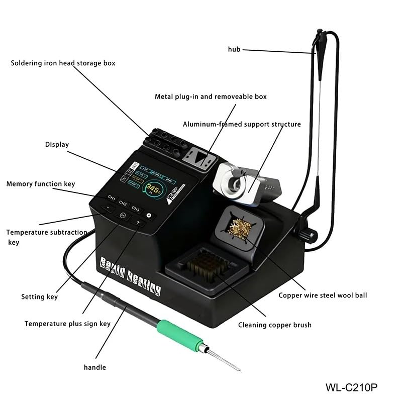 Stacja lutownicza, Inteligentna stacja lutownicza C210P 200W, system 3 w 1 dla uchwytów 115 210 245