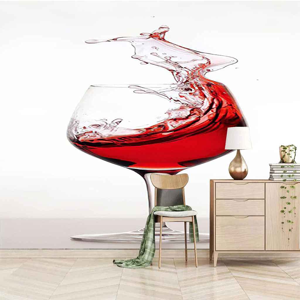 Papier Peint Photo 3D Effet Profondeur Verre À Vin Rouge Toile Décorative Salon 400x280