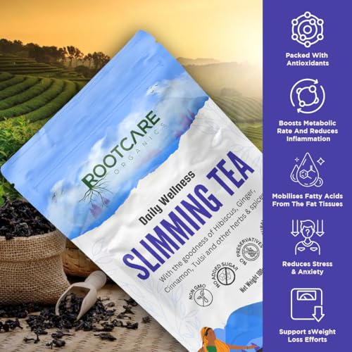 Image of Slimming Tea green tea for weight loss 100g Pack Of 1 Month Hibiscus Ginger & Cinnamon Herbal Blend Natural Detox & Anti-Inflammatory 100% Organic