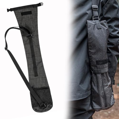 Outdoor Hiking Trekking Pole Storage Bag – Foldable Polyester Carrying Pouch with Adjustable Strap & Mesh Accessory Compartment for Poles up to 70 cm