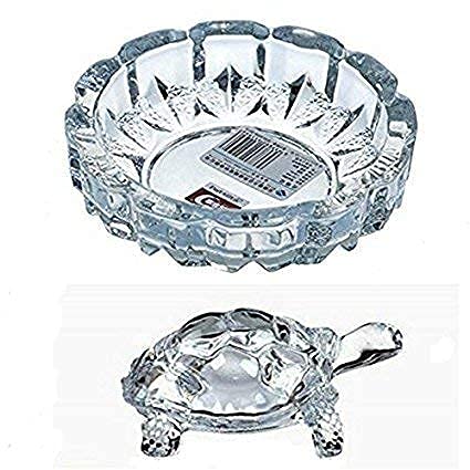 RIVES Crystal Turtle Tortoise with Plate for Feng Shui and Vastu Best Gift for Career and Good Luck Best Crystal (Pack of 1)