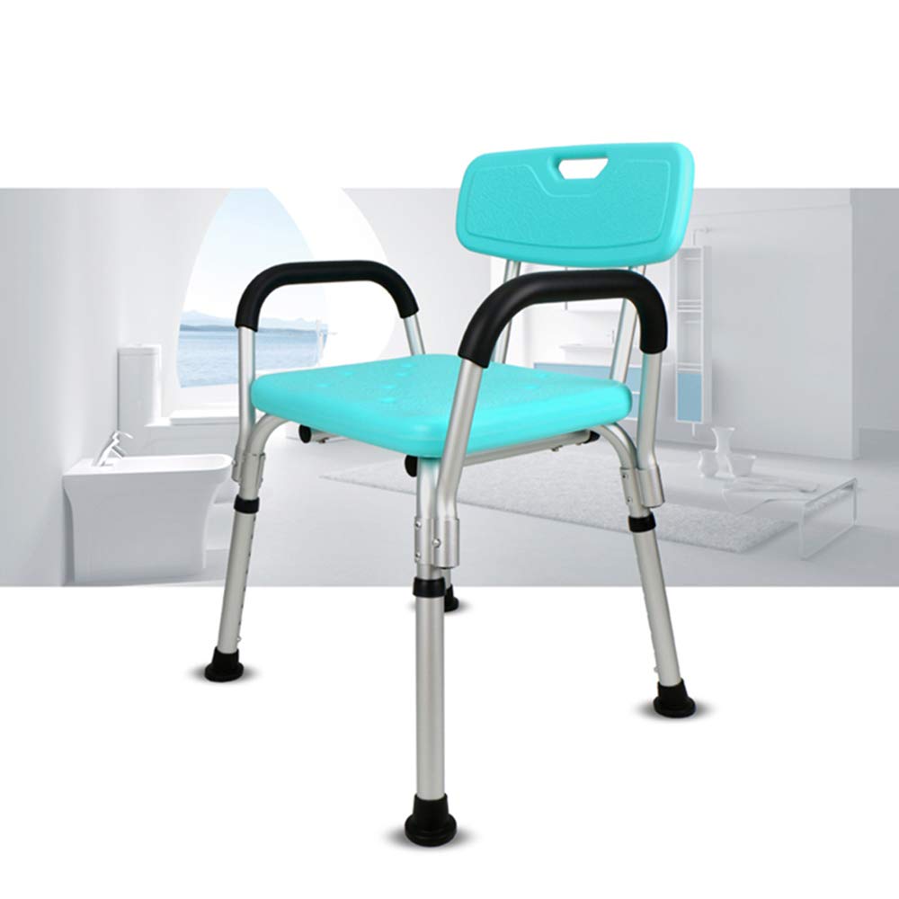 Taburete de ducha, silla de ducha, silla de ducha para personas mayores, asiento de ducha resistente y ajustable en altura con brazos y respaldo, ayuda a personas mayores y discapacitadas, elevador