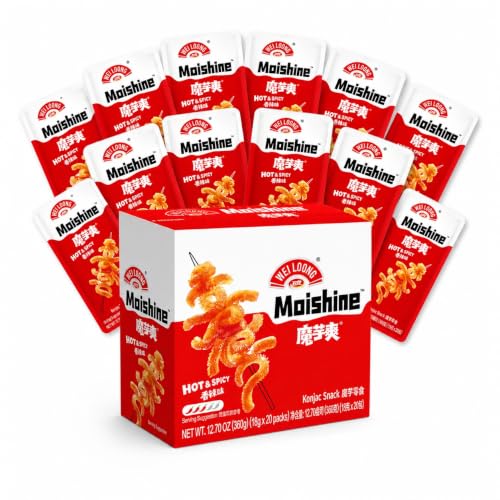 WEILOONG Moishine Hot & Spicy Konjac Snack, 40 Calories, Plant-Based