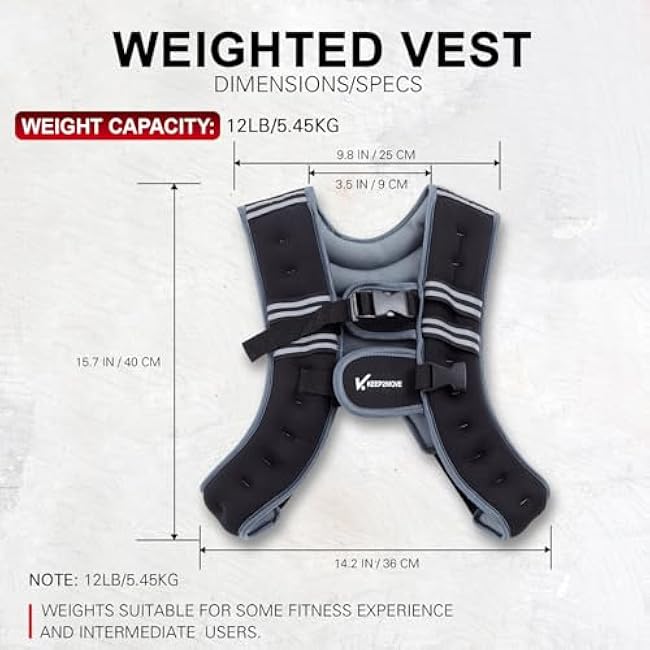 Weighted Vest for Women Men and Kids 6lb/12lb with Reflective Stripe and Double Adjustable Buckle Straps Weight Vests for Workout, Strength Training, Running, Cardio, Weight Loss, Walking