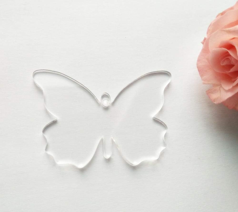 15PCS Of Blank Clear Acrylic Butterfly Key Chains Easter Party Gift Laser Cut (3)