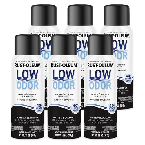 Image of Rust-Oleum Low Odor Premium Spray Paint, 11 oz, Matte Blackout, 6 Pack