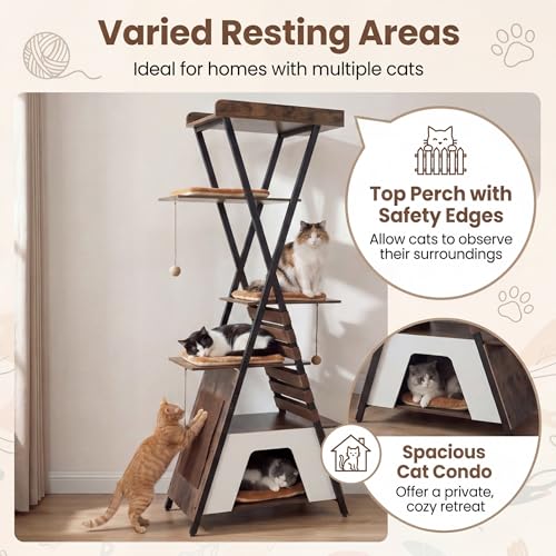 Árbol para gatos moderno Tangkula 73 pulg alto miniatura 6