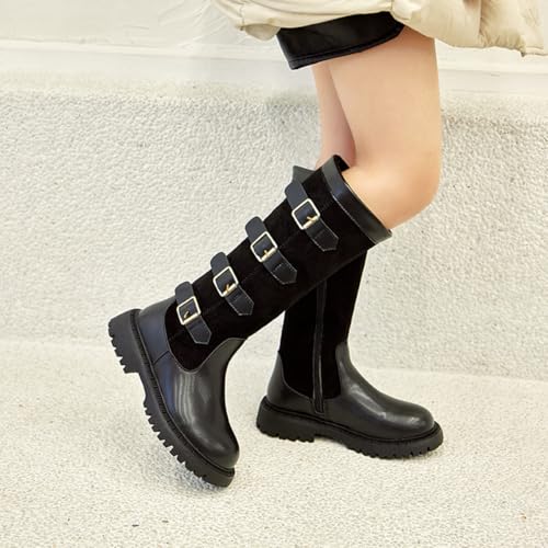 Girls Knee High Boots Fashion Flat Side Zipper Fall Boots Winter Snow Tall Riding Boot Dress Shoes For Toddler Little Kid Big Kid2