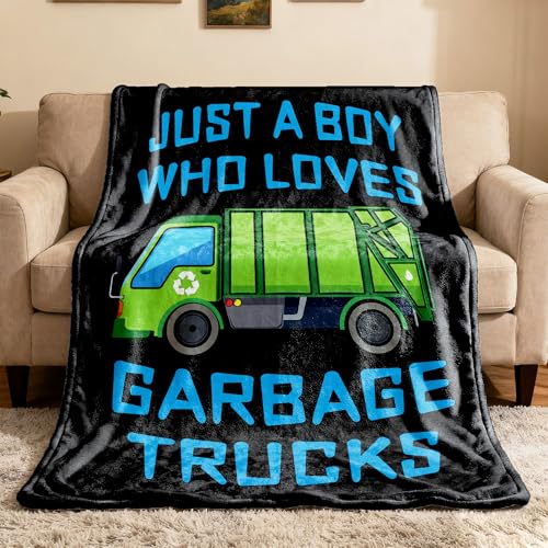 Jojizaio Boy Who Loves Garbage Truck Blanket for Boys Men