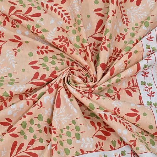 Image of 100% Cotton Single Bedsheet with 1 Pillow Cover | 240 TC Pure Cotton Flat Bed Sheet | Traditional Jaipuri Printed Bedding Set | Soft & Breathable | 60 x 90 Inch (Rangmahal Single 24)