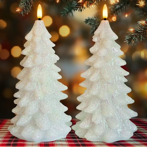 Bougies LED sapin de Noël cire véritable effet flamme