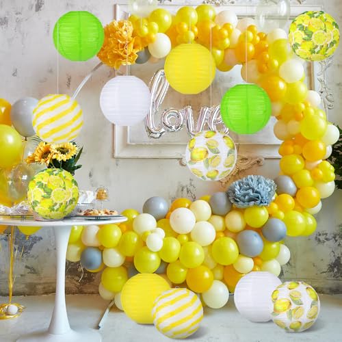 Image of Panelee 12 Pcs Summer Lemon Party Decorations Paper Lanterns Round Hanging Lemon Paper Lanterns for Summer Fruit Party Decorations Supplies Indoor Outdoor