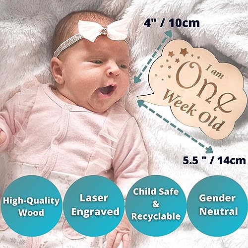 Heart's Sign 24 Designs Baby Milestone Cards - Hello World Newborn Sign, White, Big - Image 3