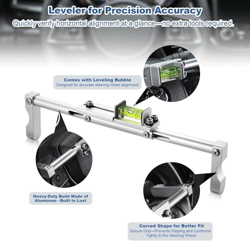 mocsenber Aluminum Steering Wheel Level Alignment Tool Suitable for Most Vehicles, Car Alignment Tool Kit, Alignment Tools Automotive - Thumbnail 3