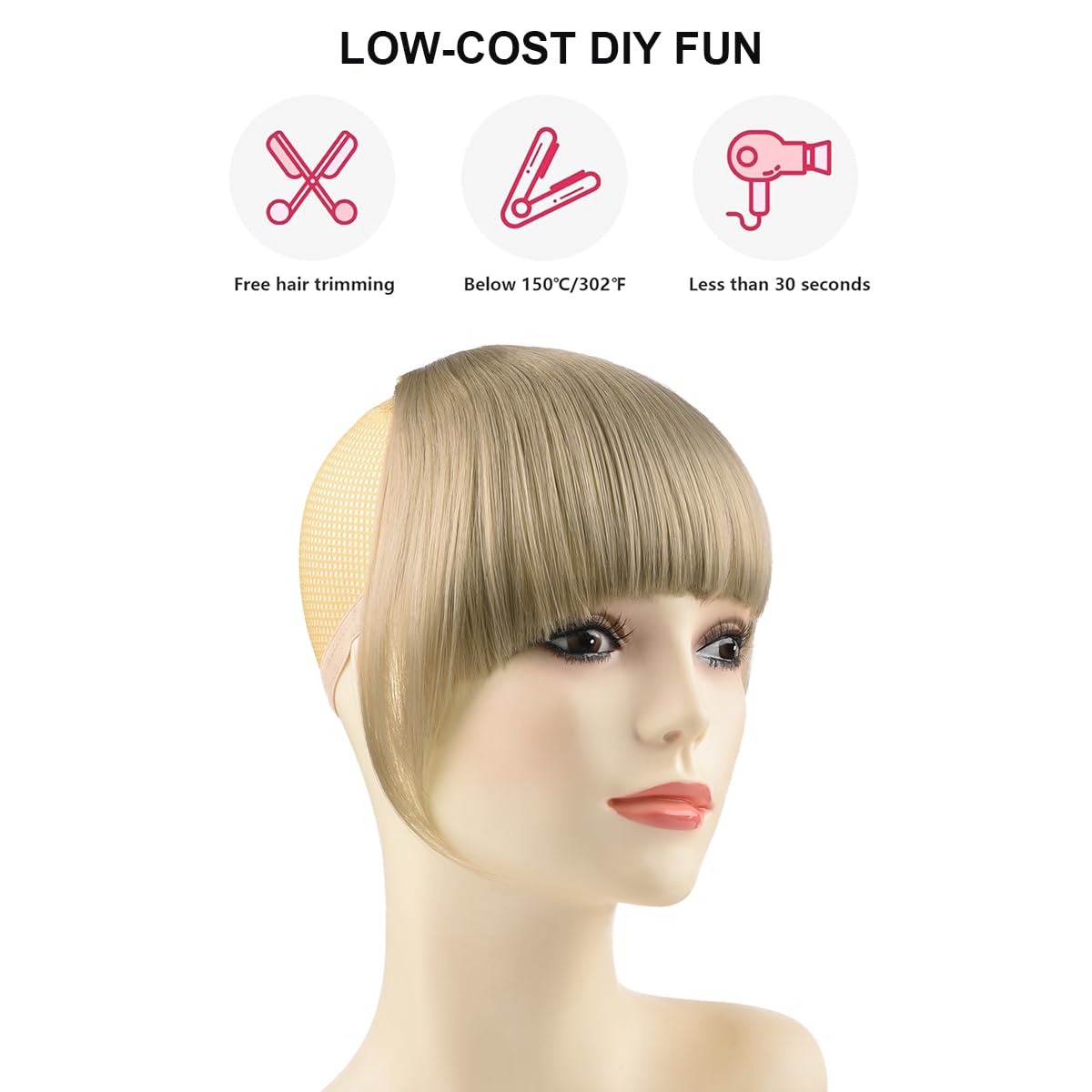 BUYOGET Clip in Fringe Hair Extension Natural Deep Blonde Straight Fake fringe Clip on Bangs Hair Clip for Women - Image 3