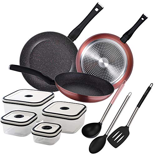 San Ignacio - Set 3 Sartenes + 4 Fiambreras + 3 Utensilios En Oferta San Ignacio Pk1411 Venus Set 3 Sartenes + 4 Fiambreras + 3 Utensilios, Aluminio Forjado
