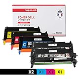 dell x25  NOPAN-INK - x5 Toners - 593-10289 (Noir x2 + Cyan + Magenta + Jaune) - Compatible pour Dell 3130cn
