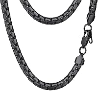 PROSTEEL Men's Hypoallergenic Stainless Steel Flat Link Chain Necklace, 2-8mm Widths, 14-30" Lengths, Silver/Gold/Black, Tarnish-Free