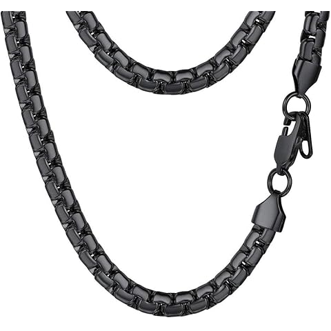 PROSTEEL Stylish Stainless Steel Flat Link Chain Necklace for Men, Hypoallergenic Jewelry, Come with Box