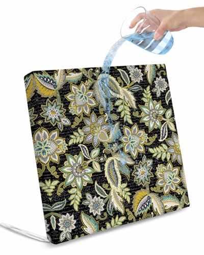 Homechoid Black Paisley Indoor Outdoor Couch Cushion Covers Replacement 2 Pack, Retro Boho Tribal Floral Bohemian Mexican Leaf Waterproof Chair Sofa Seat Cover with Ties 20x18x4