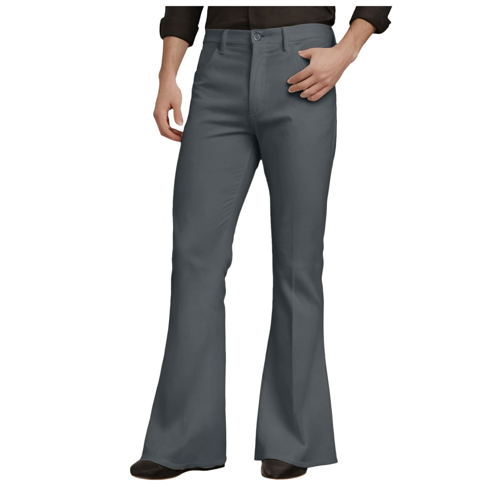 Mens Flared Pants Mens Stretch Casual Classic Retro Slim Flare Trousers Vintage Bell Bottom 60s 70s Disco Flared Pants with Pockets Men Flare for Theme Parties, Festivals, Everyday Casual Wear