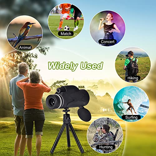 Wocelby Monocular Telescope, 80 X 100 High Power Hd Monocular With Smartphone Holder & Tripod, Low Night Vision Waterproof Monoculars, Bak4 Prism Monoculars For Bird Watching/Hiking/Hunting/Traveling #TOP1