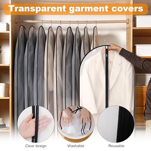 Hejo 2 PCS Long Dress Bags Covers, 60 ×140 cm Dress Bag with Zip, Garment Bags, Transparent Dress Covers Garment Bags - Image 3